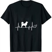Womens Dog Heartbeat Design Siberian Husky V-Neck T-Shirt Black S