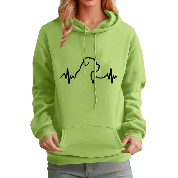Womens Dog Mom Sweatshirts Cute Dog Paw Print Heart Graphic Long Sleeve Crewneck Casual Hoodie Tops