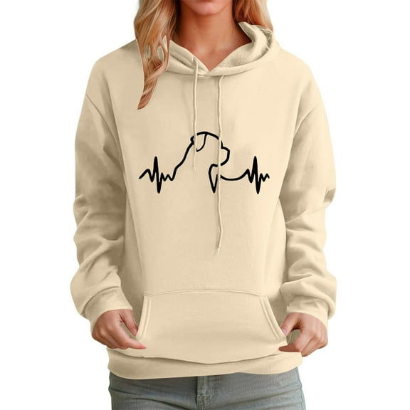 Womens Dog Mom Sweatshirts Cute Dog Paw Print Heart Graphic Long Sleeve Crewneck Casual Hoodie Tops