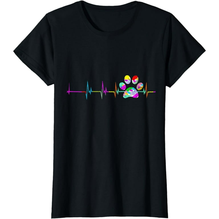 Paw Print Heartbeat T-Shirt Love Dogs Paw Print Heartbeat T-Shirt Love Dogs