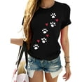 thumbnail image 1 of Womens Dog Paw Shirts Short Sleeve Summer Crewneck Casual Cute Heart Graphic Dog Mom Shirts, 1 of 3