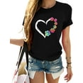 thumbnail image 1 of Womens Dog Paw Shirts Summer Short Sleeve Multicolor Heart Graphic Crewneck Loose Cute Dog Paw Print Tops, 1 of 3