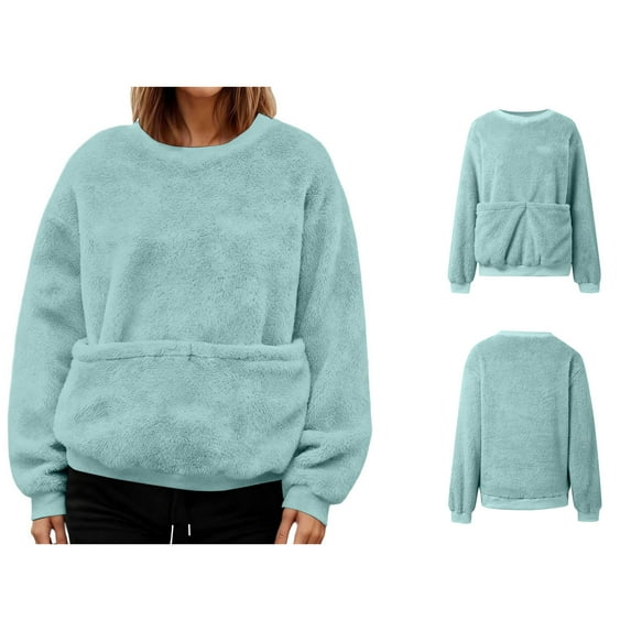 Womens Dog Pouch Holder Sweatshirt Pullover Dog Carrying Hoodie Fashionable Long Sleeve Oversized Pocket Dog Hoodies for Women Fall Clothes