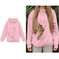 thumbnail image 1 of Womens Dog Pouch Hoodie Pet Dog Holder Carrier Sweatshirt Fashionable Long Sleeve Oversized Pocket Pullover Sweater Winter Clothes, 1 of 5