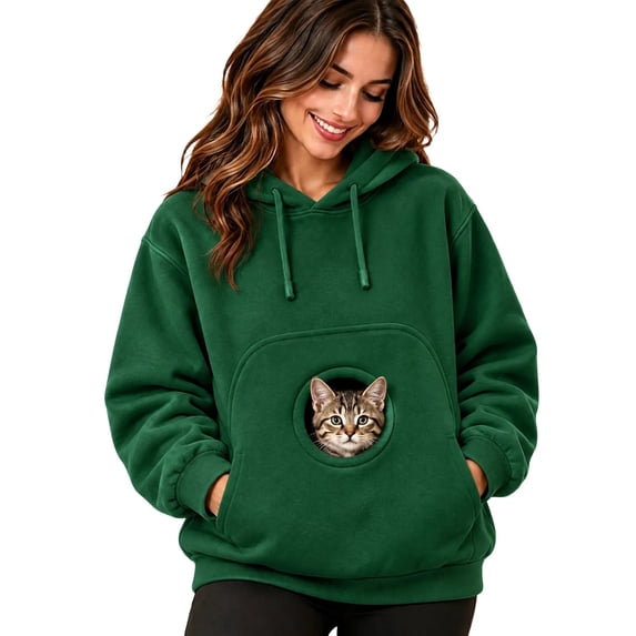 Womens Dog Pouch Hoodie with Kangaroo Pocket Oversized Pet Carrier Sweatshirts Animal Holder Animal Holder Pullovers