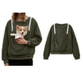 thumbnail image 1 of Womens Dog Pouch Sweatshirt Oversized Pet Carrier Sweater Creative Long Sleeve Oversized Pocket Sweater with Dog Pouch Fall Clothes, 1 of 6