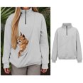 thumbnail image 1 of Womens Dog Pouch Sweatshirt Quarter Zip Dog Holder Carrier Sweatshirt Casual Long Sleeve Oversized Pocket Pullover Sweatshirt Warm Fall Winter Clothes, 1 of 9