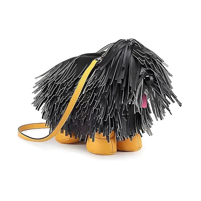 Womens Dog Shaped Shoulder Bag - PU Leather Crossbody Bag with Tassel and Gold Hardware, Zipper Closure, Adjustable Shoulder Strap, Portable Cute Small Bag for Daily Use Travel (1 Pack, Black)