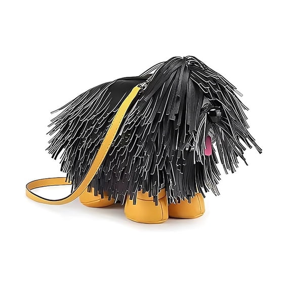 Womens Dog Shaped Shoulder Bag - PU Leather Crossbody Bag with Tassel and Gold Hardware, Zipper Closure, Adjustable Shoulder Strap, Portable Cute Small Bag for Daily Use Travel (1 Pack, Black)