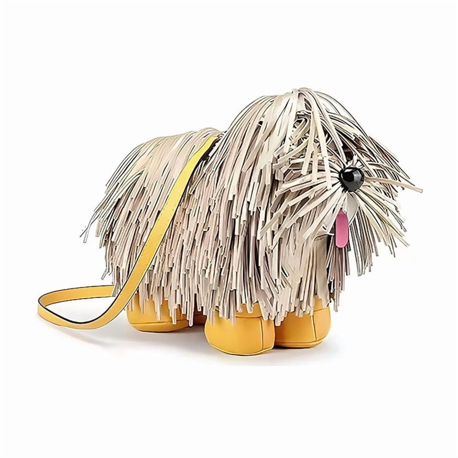 Womens Dog Shaped Shoulder Bag - PU Leather Crossbody Bag with Tassel and Gold Hardware, Zipper Closure, Adjustable Shoulder Strap, Portable Cute Small Bag for Daily Use Travel (1 Pack, Gold)