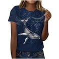 thumbnail image 1 of Womens Dolphin Pattern Tunic Tops Round Neck Short Sleeve Shirts Casual Dressy Tee Blouses Plus Size Tee Shirts Going Out Tops 2025 Summer, 1 of 4
