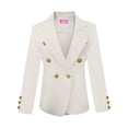 thumbnail image 1 of Womens Double Breasted Gold Button Front Blazer Jacket(Ivory, 3X), 1 of 4