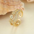 thumbnail image 1 of Womens Double Layer V Shaped Adjustable Open Ring Zircon Copper Fashion Jewelry Dainty Delicate Ring Statement, 1 of 3