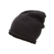 Womens Double Layered Torn Look Beanie - Grey/Black