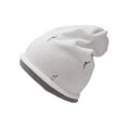 thumbnail image 1 of Womens Double Layered Torn Look Beanie - White/Grey, 1 of 1