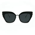 thumbnail image 1 of Womens Double Rim Squared Oversize Cat Eye Retro Sunglasses All Black, 1 of 4