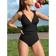 thumbnail image 1 of Womens Double Straps One Piece Swimsuit Backless Monokini Swimwear V Neck Bath Suit, 1 of 6