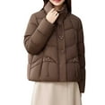 thumbnail image 1 of Womens Down Jacket Open Front Full Zipper Coats Long Cotton-Padded Jacket with Pockets Spring Outfits 2025 Pullover Fall Winter Clothes, 1 of 5