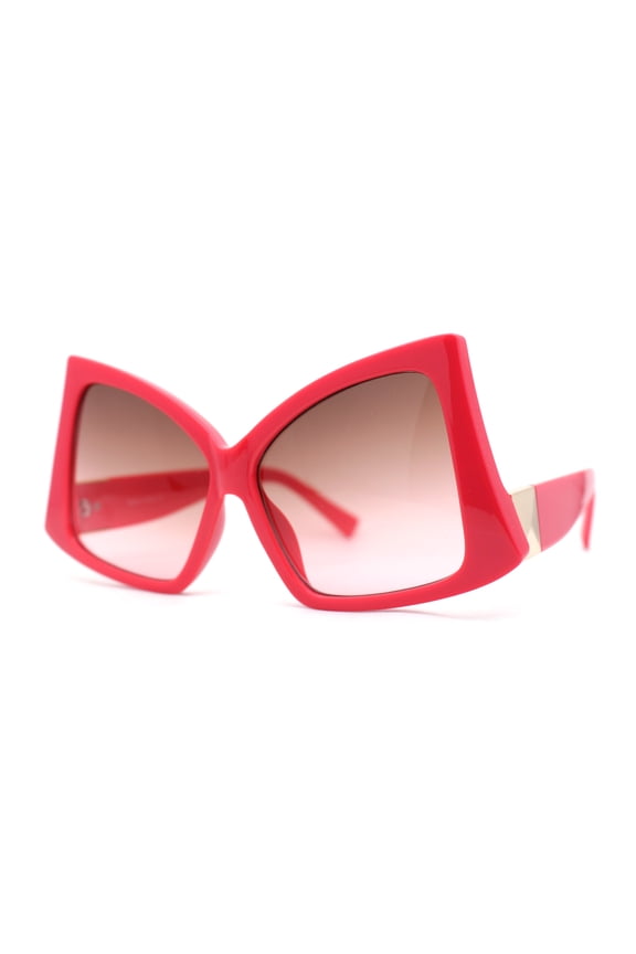 Womens Down Temple Swan Arm Thick Plastic 80s Sunglasses Hot Pink - Brown Pink