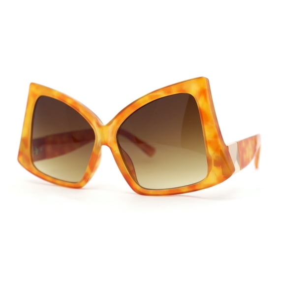 Womens Down Temple Swan Arm Thick Plastic 80s Sunglasses Orange Tort - Brown