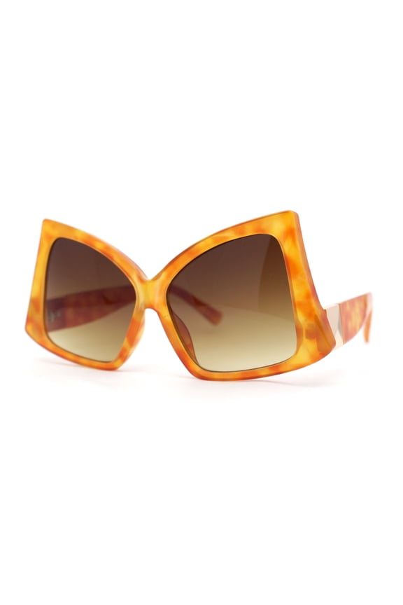 Womens Down Temple Swan Arm Thick Plastic 80s Sunglasses Orange Tort - Brown