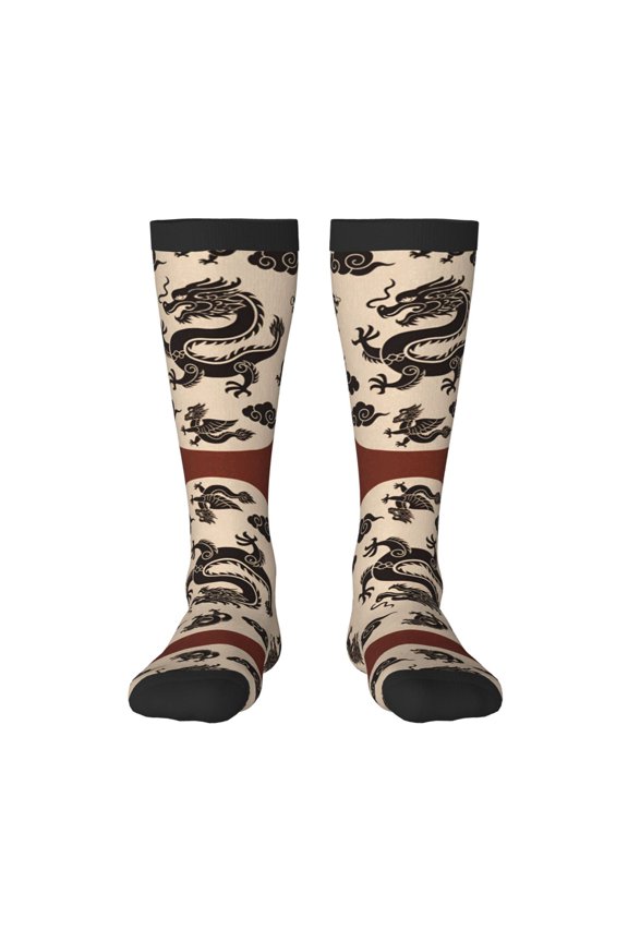 Womens Dragon Element Knee High Socks Comfy Thermal Boot Long Socks