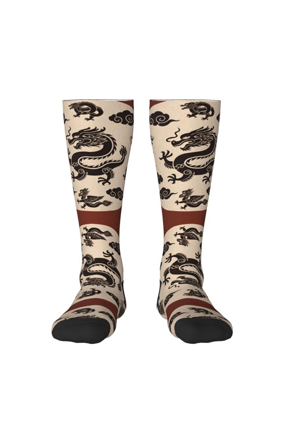 Womens Dragon Element Knee High Socks Comfy Thermal Boot Long Socks