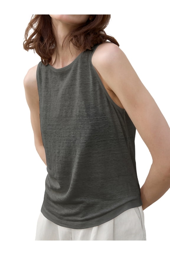 Womens Drape Neck Tank Tops Sleeveless Ruched Dressy Casual Summer Shirt Blouses Dark Gray S