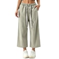 thumbnail image 1 of Womens Drawstring Elastic Waist Straight Leg Denim Jeans With Pockets For Casual Everyday Wear Denim Pants For Women, 1 of 4