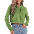 thumbnail image 1 of Womens Drawstring Hooded Sweatshirts, Hoodies for Women Fall Fashion Cropped Solid Color Long Sleeve Pullover with Pockets, 1 of 8