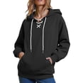 thumbnail image 1 of Womens Drawstring Hooded Sweatshirts, Long Sleeve Pullover for Women Fashion Loose Fit Solid Color Hoodies Fall Clothes with Pockets, 1 of 6