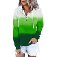 thumbnail image 1 of Womens Drawstring Hoodies with Buttons Pocket Gradient Color Trendy Casual Hooded Sweatshirt Long Sleeve Pullover (L, Green), 1 of 6