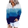 thumbnail image 1 of Womens Drawstring Hoodies with Buttons Pocket Gradient Color Trendy Casual Hooded Sweatshirt Long Sleeve Pullover (M, Blue), 1 of 6