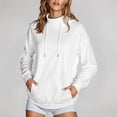 thumbnail image 1 of Womens Drawstring Mock Neck Sweatshirt Oversized Turtleneck Shirts Tops Loose Casual Fall Pullover Hoodie w/ Pocket, 1 of 6