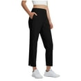 thumbnail image 1 of Womens Drawstring Pants Casual Pull-On Pants Womens Casual Solid Color Flat Front Elastic Back Straight Leg Long Trousers with Pockets Women's Plus, 1 of 8