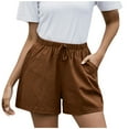 thumbnail image 1 of Womens Drawstring Shorts Summer Elastic Waist Casual Lightweight Cotton Shorts with Pockets, 2025 Clearance, 1 of 6