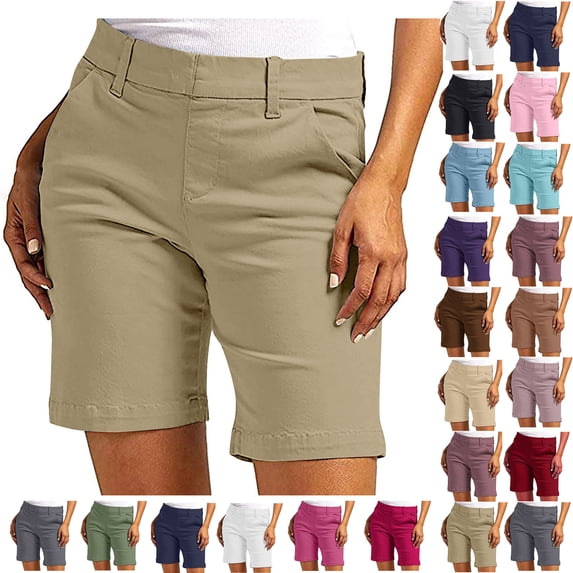 Womens Drawstring Shorts Summer Elastic Waist Casual Lightweight Fashion Casual Twill Solid Color Shorts With Pocket