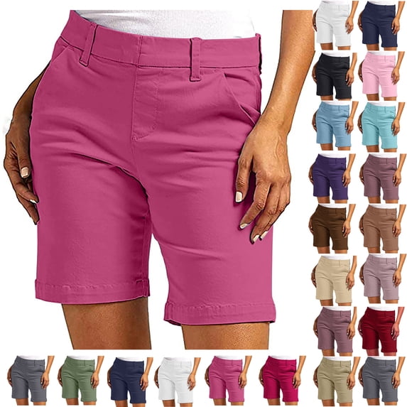 Womens Drawstring Shorts Summer Elastic Waist Casual Lightweight Fashion Casual Twill Solid Color Shorts With Pocket