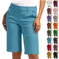 thumbnail image 1 of Womens Drawstring Shorts Summer Elastic Waist Casual Lightweight Solid Color Elastic Twill Slim Waist Jumpsuit Regular Hiking Shorts With Pockets Casual Shorts Five Quarter Pants, 1 of 7