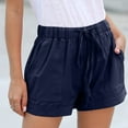 thumbnail image 1 of Womens Drawstring Shorts Summer Elastic Waist Casual Lightweight with Pockets Blue XL, 1 of 6