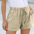 thumbnail image 1 of Womens Drawstring Shorts Summer Elastic Waist Casual Lightweight with Pockets Brown M, 1 of 6