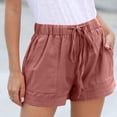 thumbnail image 1 of Womens Drawstring Shorts Summer Elastic Waist Casual Lightweight with Pockets Pink L, 1 of 6