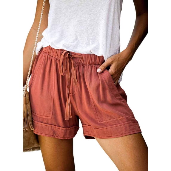 Womens Drawstring Shorts Summer Elastic Waist Casual Lightweight with Pockets