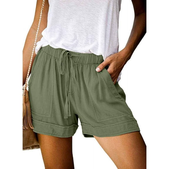 Womens Drawstring Shorts Summer Elastic Waist Casual Lightweight with Pockets