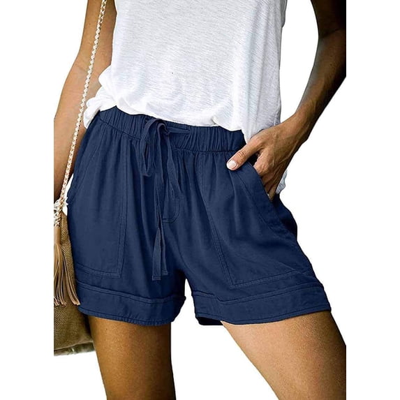 Womens Drawstring Shorts Summer Elastic Waist Casual Lightweight with Pockets