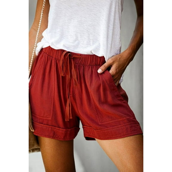 Womens Drawstring Shorts Summer Elastic Waist Casual Lightweight with Pockets