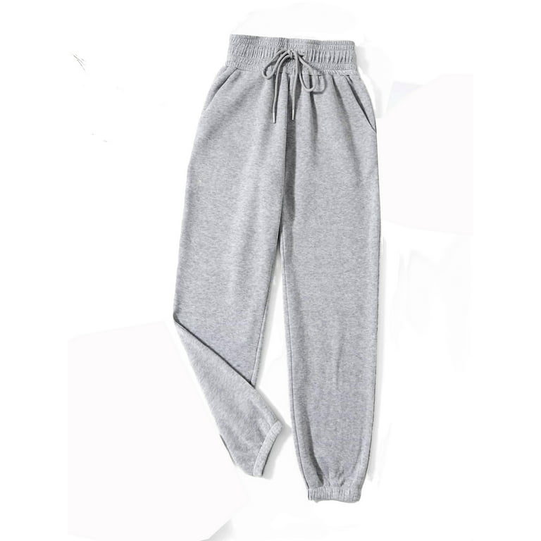 Womens Drawstring Sweatpants, Joggers, Workout Pants Grey M