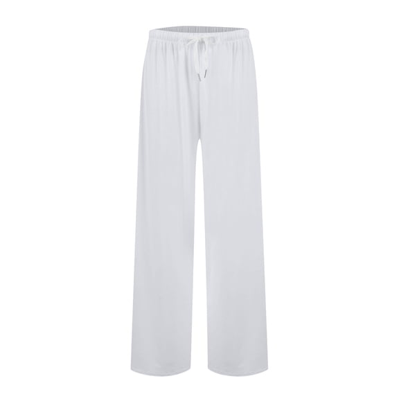 Womens Drawstring Waist Straight Sweatpants Wide Leg Streetwear Casual Loose Baggy Workout Long Fall Pants Outfit (White,S)