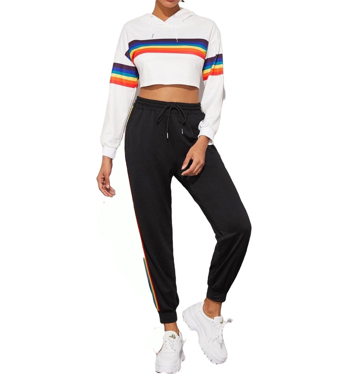 Sweatpants with rainbow stripe best sale