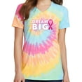 thumbnail image 1 of Womens "Dream Big Breast Cancer Awareness" Tie Dye Tee - Pastel Rainbow, Small, 1 of 4